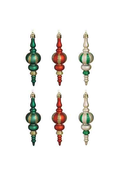 DD SHOP Set ornamente de Crăciun, turturi din sticlă cu sclipici, roșu verde ...