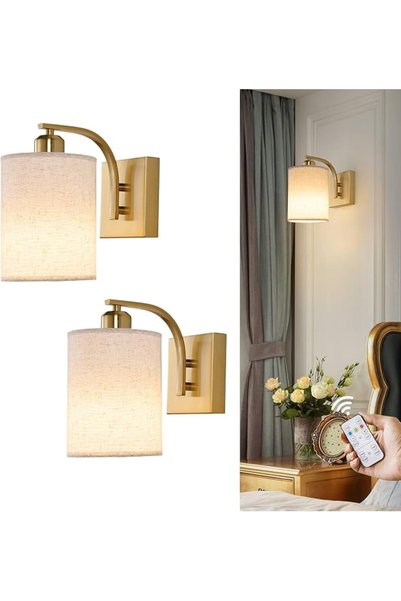 GENERAL Powfloven Black Rechargeable Wall Sconces Set of 2 with Remote, Wirel...