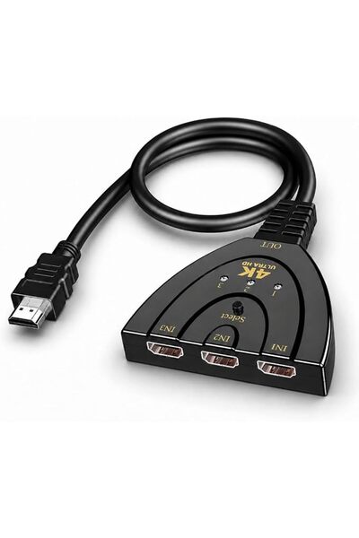 GENERAL مفتاح HDMI من ONYXX، 3 مداخل و1 مخرج، مفتاح HDMI بدقة 4K مع زر تحديد ...
