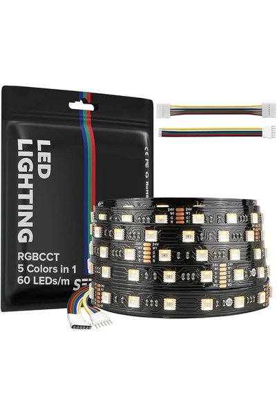 SEZO شريط إضاءة LED بتقنية RGBCCT، 5 ألوان في شريط واحد، RGB + إضاءة قابلة لل...