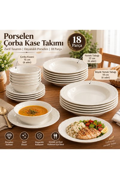 Porselen yemek takımı 18 parca