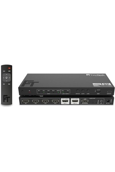 FEINTECH AX341 HDMI 2.1 eARC Splitter Switch 4 in 2 Out with Audio Extractor ...
