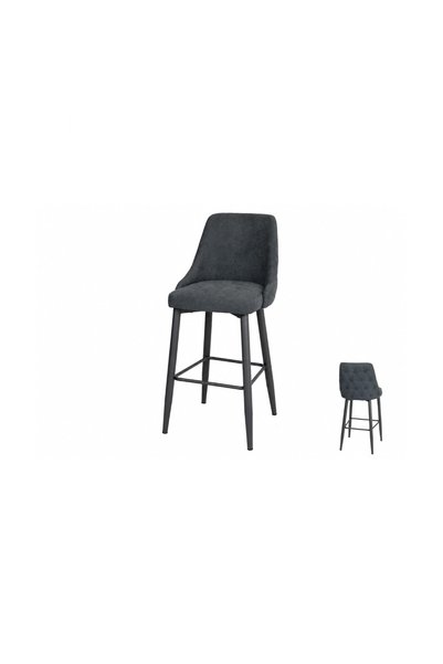 IN HOME STORE كرسي بار مخملي عصري بظهر مبطن وقاعدة معدنية متينة