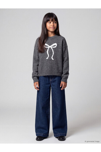 LC Waikiki Rmz Gi̇yi̇m Farkiyla Zero Roba Collar Girls' Knitwear Sweater