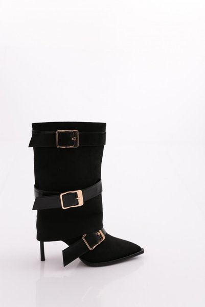 DGN 12024 Women's Heeled Boots with Buckle Detail