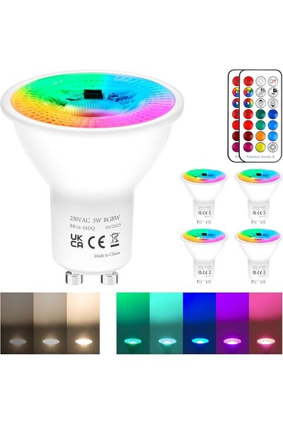 REYLAX لمبات LED GU10 متغيرة الألوان قابلة للتعتيم بقوة 50 واط مع جهاز تحكم ع...