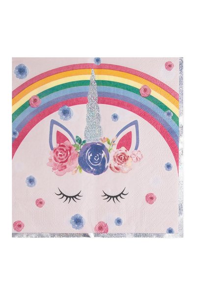 DD SHOP Servetele de Masa cu 2 Straturi Roz Unicorn Rainbow cu Detalii Hologr...
