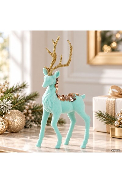 DD SHOP Figurină decorativă ren din catifea verde, 21,5 cm, pentru masă sau c...