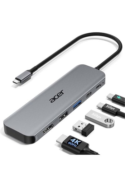 ACERO acer USB C Hub 5-in-1, USB-C to HDMI 4K@60Hz, USB-A+USB-C 5Gbps Data, P...