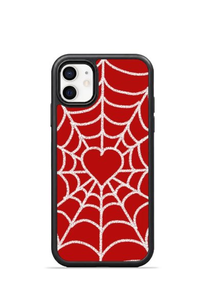 PiyasaSepeti غطاء هاتف iPhone 11 بتصميم "فوريان بلاك هول" مع شبكة عنكبوت حمرا...