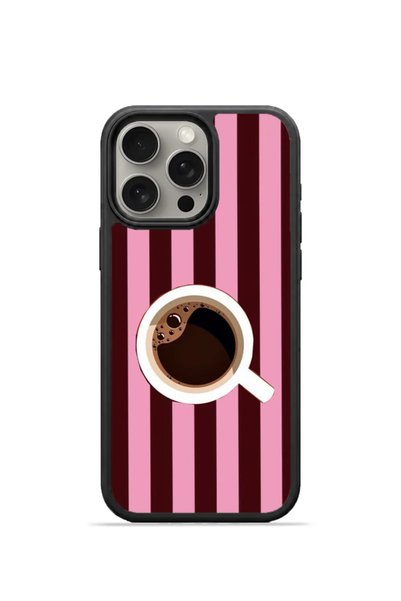 PiyasaSepeti iPhone 15 Pro Vorian Black Hole Case, Burgundy Striped Coffee Cu...