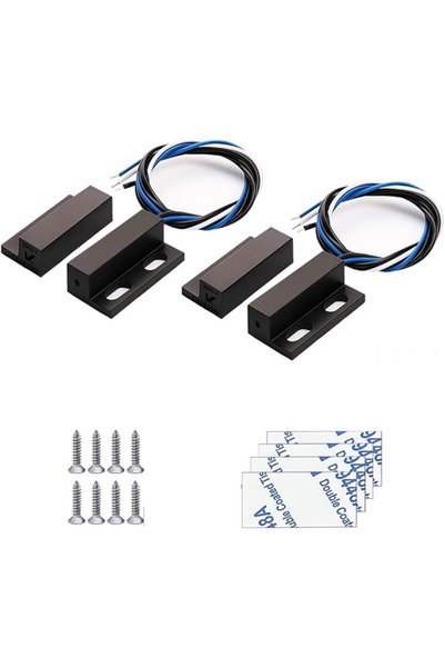Gebildet 2 sets Black Magnetic Switch Wiring NO/NC Recessed Door Sensor Hidde...