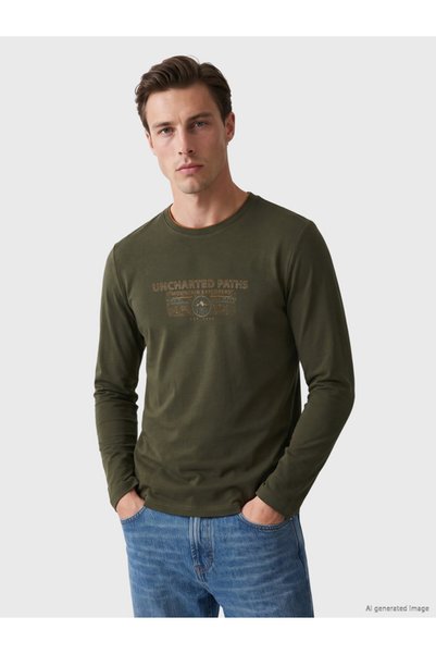 LC Waikiki Rmz Gi̇yi̇m Farkiyla Zero Roba Collar Printed Men's Sweatshirt