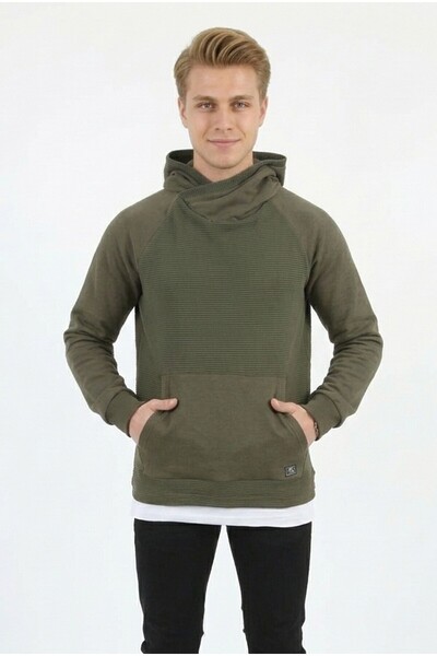 TARZIM SPOR GİYİM Men's Three-Thread Brushed Fabric Hooded Sweatshirt with Ka...