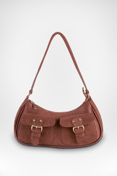Vivaq Women's Roma Taba Suede Baguette Handbag and Shoulder Bag with Two Flap...