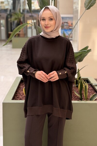 Ghisa Örgü Kol Detaylı Oversize Tunik
