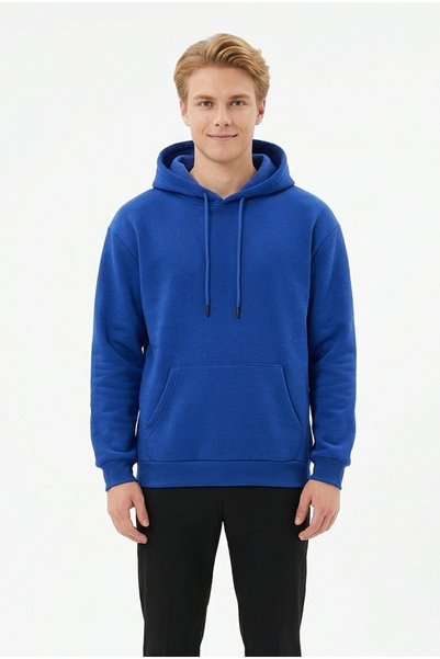 TARZIM SPOR GİYİM Three Yarns Sh Fleece-Lined Hooded Plain Men's Casual Sweat...