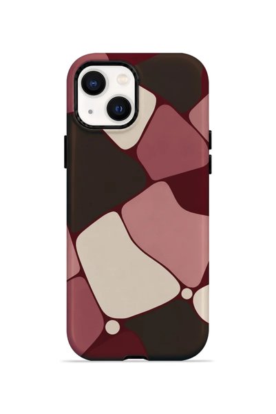 PiyasaSepeti غطاء هاتف iPhone 15 Vorian بتصميم فسيفساء النبيذ مزدوج الطبقات.