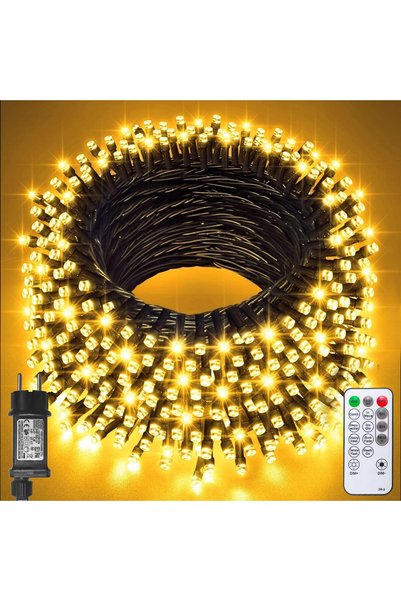 OEM Ghirlandă LED, 100 m, 800 LED-uri, alb cald, cablu transparent, 8 moduri,...