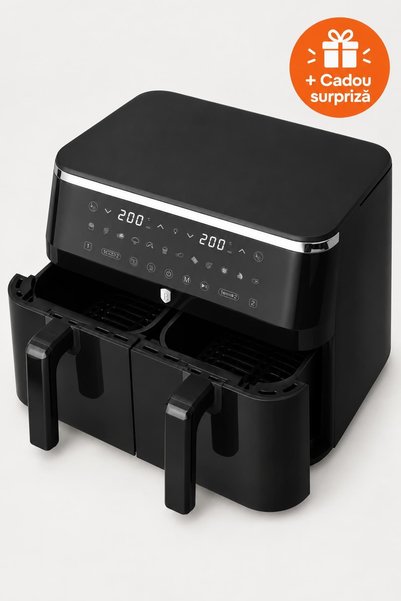 Berlinger Haus Friteuză cu Aer Cald cu 2 Coșuri, 9 L (4,5 + 4,5 L), Fereastră...