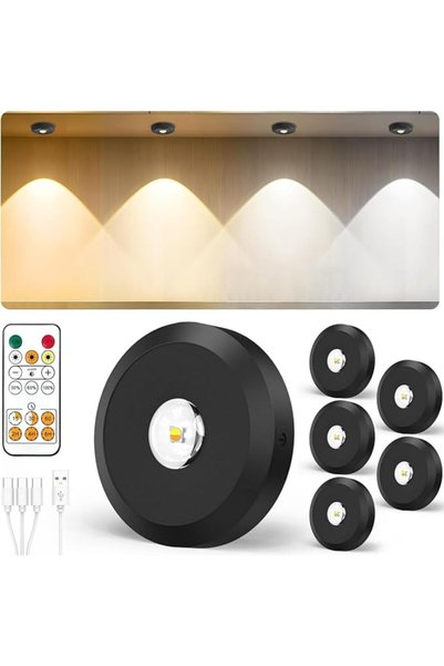JVURICE إضاءة خزانة LED، إضاءة خزانة RGB LED بطارية قابلة لإعادة الشحن عبر US...