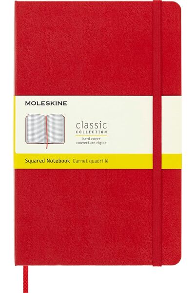 Moleskine دفتر ملاحظات كبير مربع الشكل بغلاف صلب، 6 قطع، باللون الأحمر