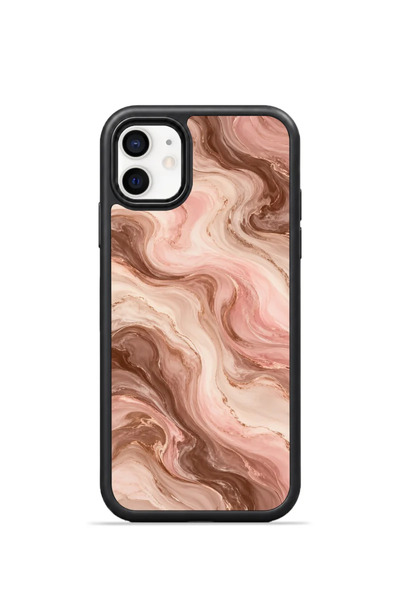 PiyasaSepeti غطاء هاتف iPhone 11 Vorian Black Hole، لون وردي، تصميم رخامي بنق...