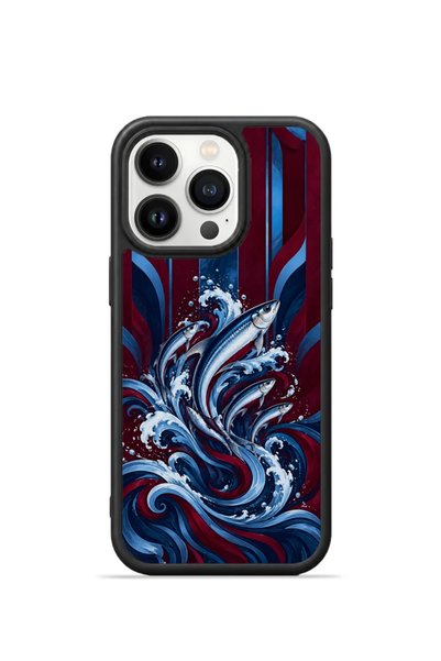PiyasaSepeti iPhone 14 Pro Vorian Black Hole Case, Navy Blue and Red, Sea Dra...