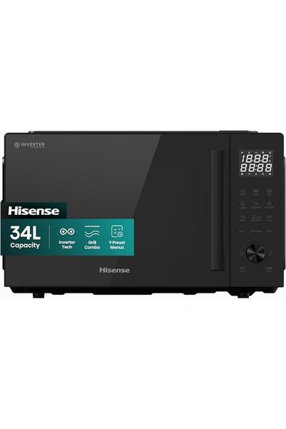 Hisense 34 لترًا، فرن ميكروويف كبير مع وظيفة الشواء، قوة 1000 واط، 10 مستويات...
