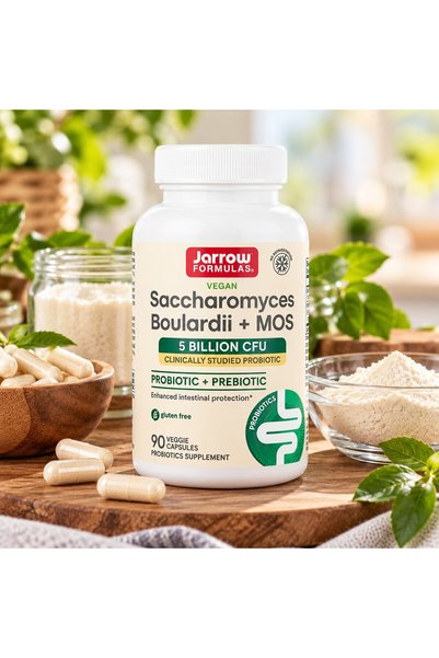 Jarrow Formulas "ساكارومي بولاردي + إم أو إس، تركيبة نباتية، 90 كبسولة نباتية...