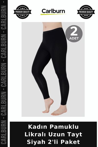 Carlburn Special Series Women's Cotton Lycra Long Leggings, Black, Pack of 2,...