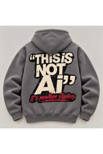 MONTREE Unisex 3 Thread Threaded 100% Cotton Oversize Hooded Printed Sweatshirt