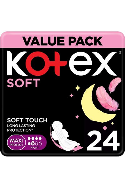 Kotex فوط ماكسي بروتكت الناعمة الليلية 24 قطعة