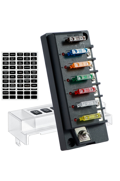 Choice black 6 4/6 Way Fuse Block 12V Blade Fuse Box Holder with LED Indicato...