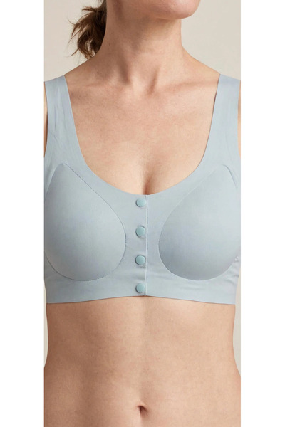 Asluna Women's Baby Blue Bra with Snap Fasteners and Padded Cups.
