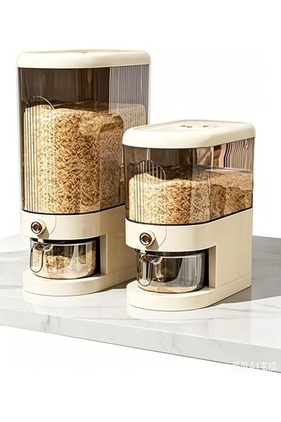 Generic موزع أرز، وعاء تخزين أرز محكم الإغلاق ومقاوم للرطوبة مع كوب قياس، وعا...