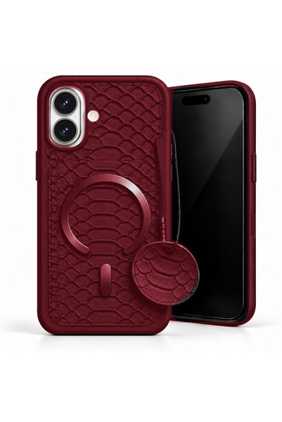 Coverzone Crovia Crocodile Skin-Look Case Compatible with iPhone 16 Plus, Bur...