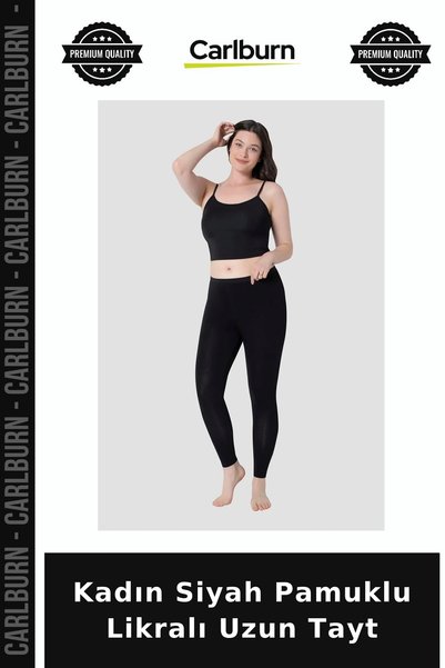 Carlburn Premium Women's Black Cotton Lycra Long Leggings, Girl-Style, for Sp...