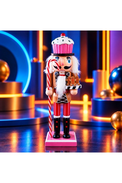 Kuzey High-Quality 26 cm Wooden Hazelnut Cracker Lead Soldier Christmas and N...