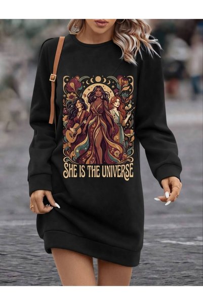 JANTIL MODA تونيك نسائي طويل الأكمام باللون الأسود، بتصميم فضفاض (أوفر سايز) ...