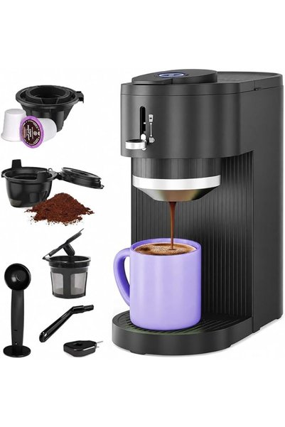 GENERAL Kismile Compact Single Serve Coffee Maker, 2-in-1 Pod & Ground Brewer...
