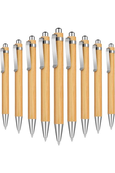 Generic Bamboo Ballpoint Pens, 12Pcs Wooden Retractable Ballpoint Pen, Bamboo...
