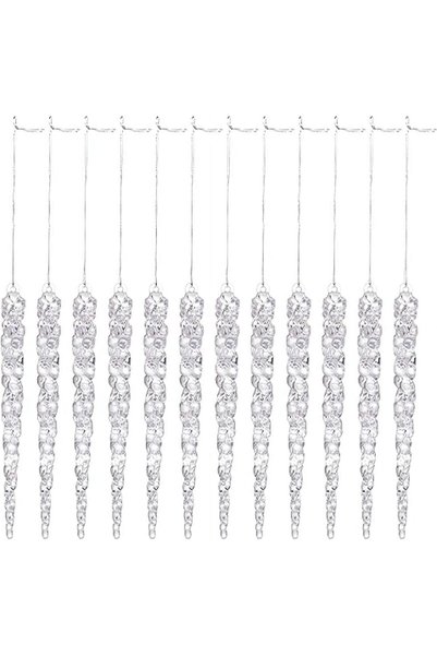 Generic 12 PCS Christmas Tree Decorations, Acrylic Crystal Icicle Ornament, S...
