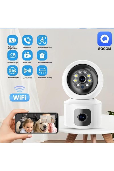 SYXUMLKLS كاميرا أمان داخلية تعمل بالواي فاي. 360 °   حماية أمنية شاملة (whit05)