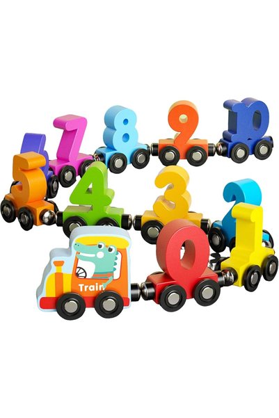 Generic Wooden Magnetic Train Set for Toddlers, Early Educational Counting & ...