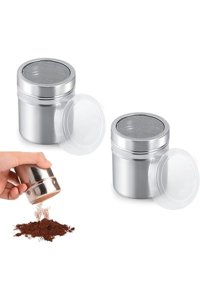 Generic 2 Pack Powdered Sugar Shaker Duster with Lid, Cinnamon Shaker Flour S...