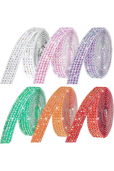 Generic 6PCS Rolls Bedazzling Strips, Rhinestone Ribbon, Self Adhesive Crysta...