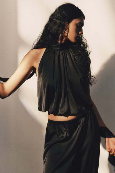 H&M Scarf-collar satin top
