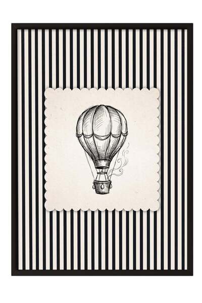Postifull Poster cu ilustrație de balon cu model zebră – Tablou cu ramă neagr...
