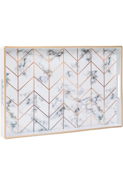 Generic 38*25*4.5cm White Serving Trays, Plastic Rectangular Serving Tray wit...